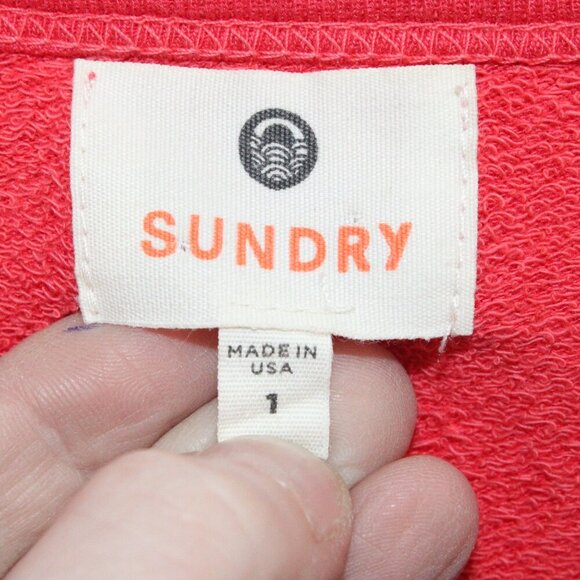 Anthropologie Sundry Crewneck Pullover Sweater Top Hot Pink 1 Small - Picture 2 of 4